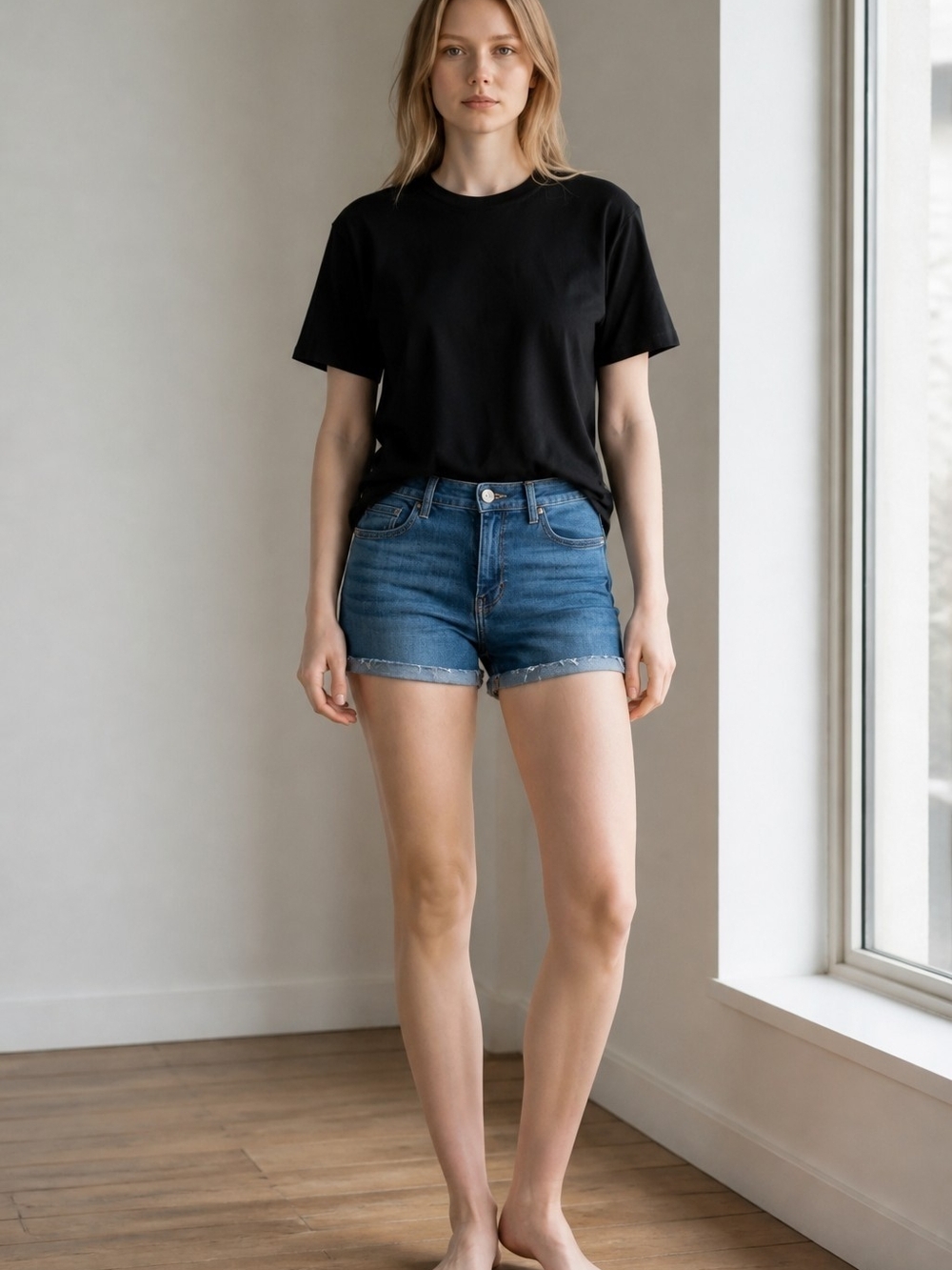 American Eagle Super Stretch Denim Shorts Women's Size 14 Cuffed Blue Jean